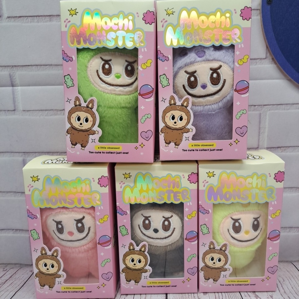 Mochi Monster Plush Charm-  Style Kawaii Collectible Keychain- Lot Of 5 Monsters